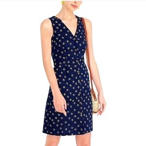 J. Crew Navy Daisy Button Front Sleeveless Dress Size 4